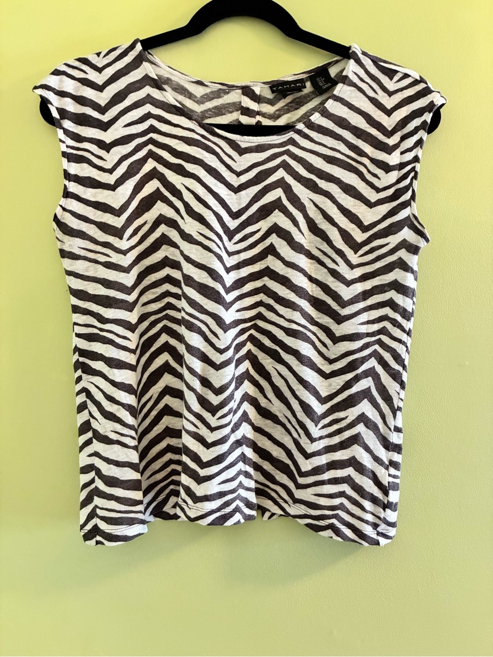 Tahari Black and White Zebra-Print Sleeveless Tank